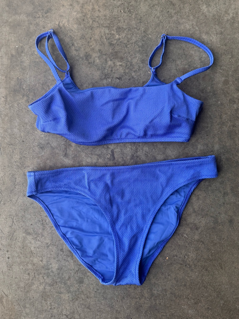 aerie Bright Blue Textured Bikini Top
